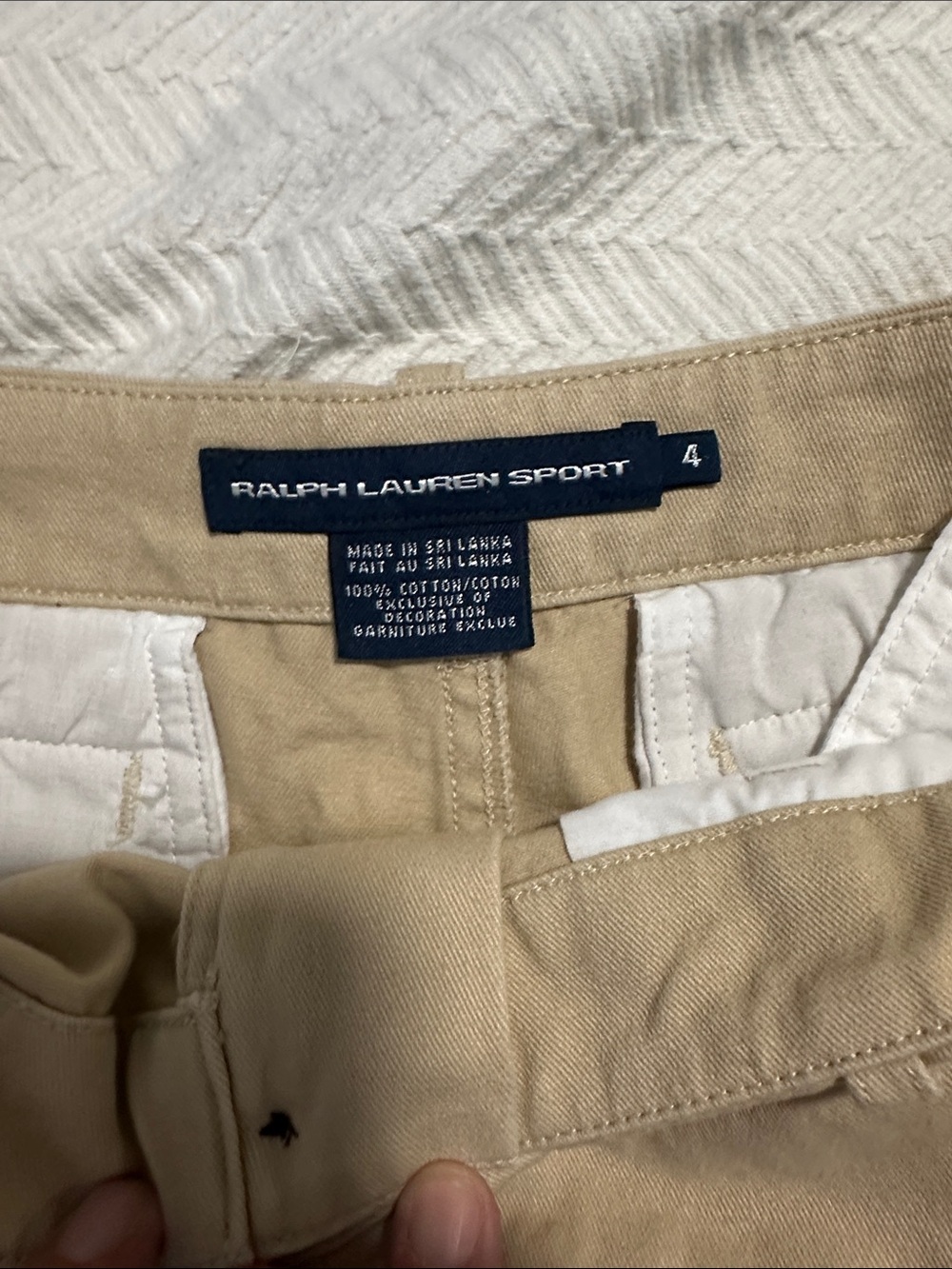 Ralph Lauren Khaki/Tan Cotton Bermuda Shorts with Polo Embroidery - Picture 2 of 3